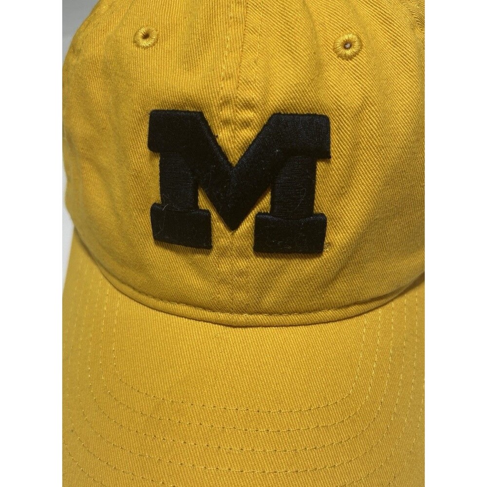 Zephyr Michigan Wolverines Yellow Black Block M Dad Hat Strapback Cap OSFM - Picture 2 of 6